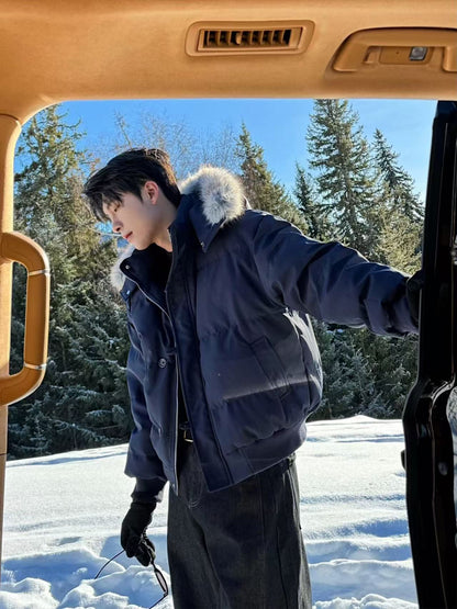 Hualun Zuoshandiao Hooded Down Jacket Winter Men's Style 2025 Super Popular Men's High-end Thickened Coat Winter Clothing