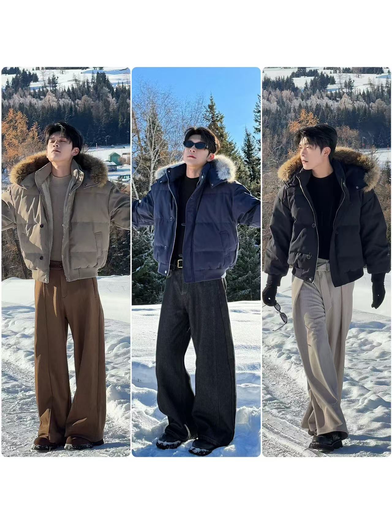 Hualun Zuoshandiao Hooded Down Jacket Winter Men's Style 2025 Super Popular Men's High-end Thickened Coat Winter Clothing