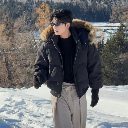 Hualun Zuoshandiao Hooded Down Jacket Winter Men's Style 2025 Super Popular Men's High-end Thickened Coat Winter Clothing