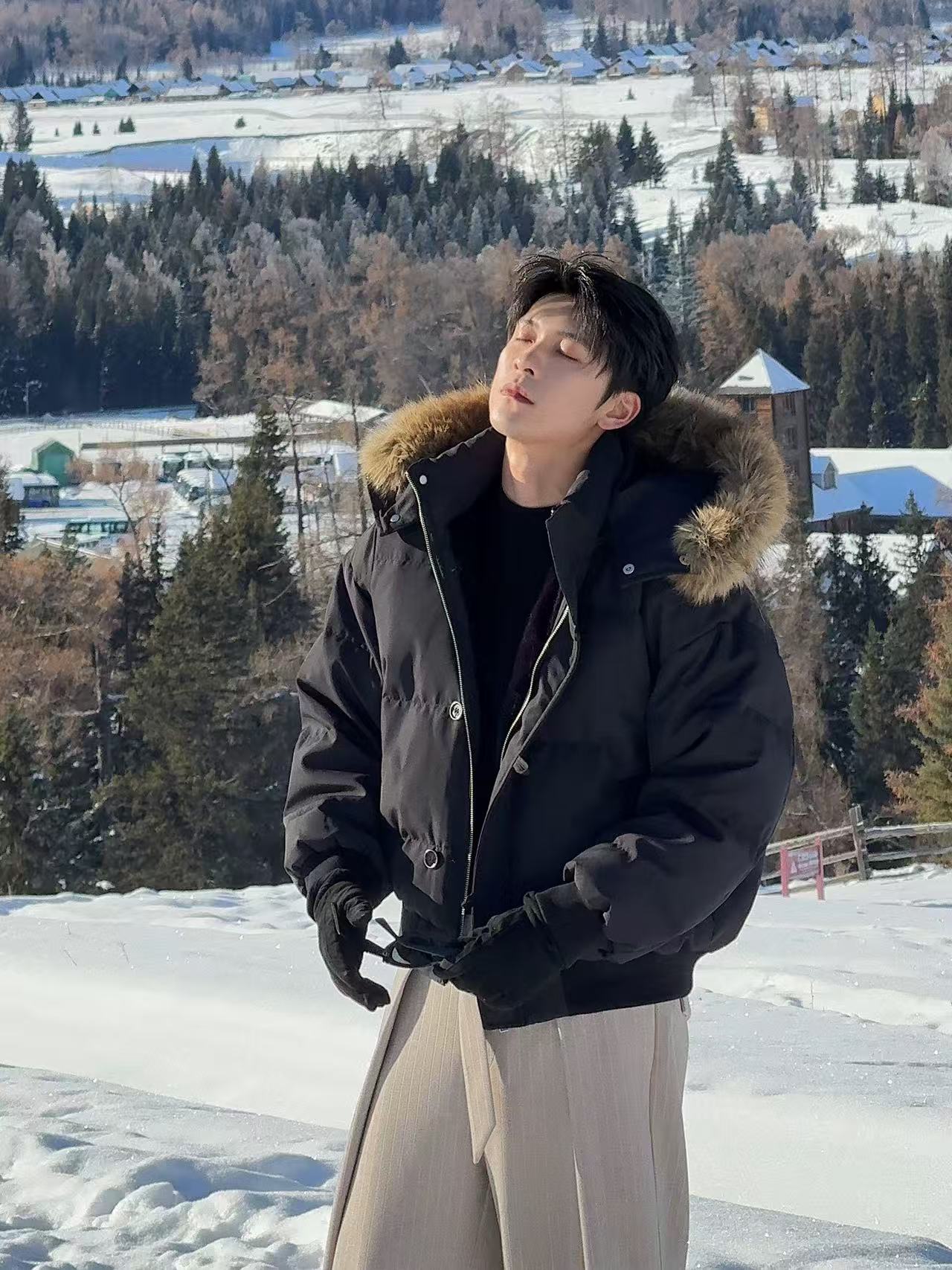 Hualun Zuoshandiao Hooded Down Jacket Winter Men's Style 2025 Super Popular Men's High-end Thickened Coat Winter Clothing