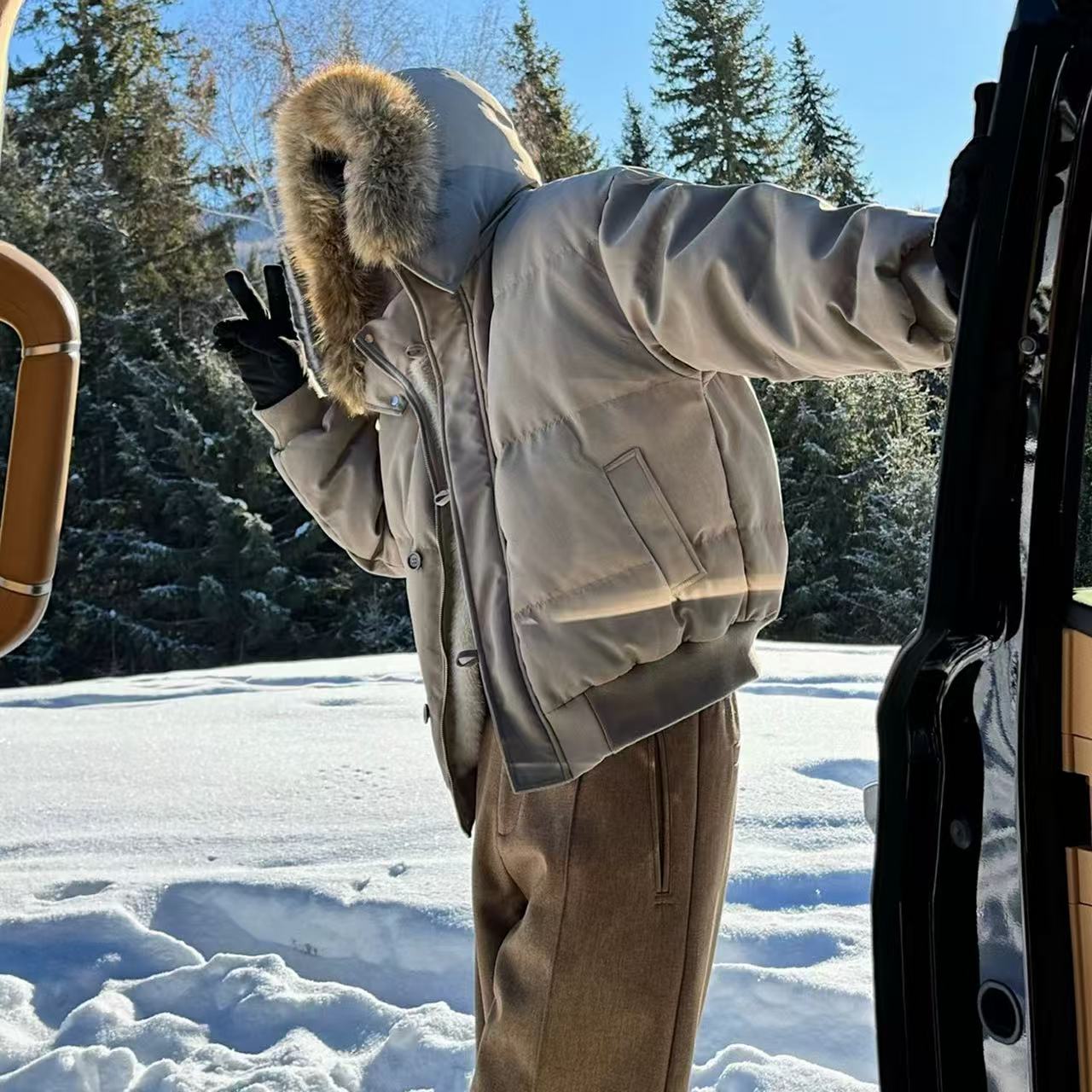 Hualun Zuoshandiao Hooded Down Jacket Winter Men's Style 2025 Super Popular Men's High-end Thickened Coat Winter Clothing